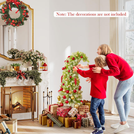 Goplus Pre-Lit Whimsical Christmas Tree Bendable Grinchs Xmas Tree for Home Decoration