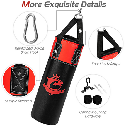 Goplus Punching Bag Set for Kids , Filled Boxing Heavy Bag with Punching Gloves & Hand Wraps - GoplusUS