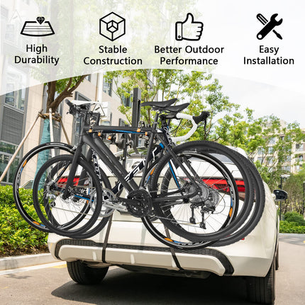 Goplus 3-Bike Mounted Rack, Trunk Mount Bike Rack with Adjustable Length and Angle