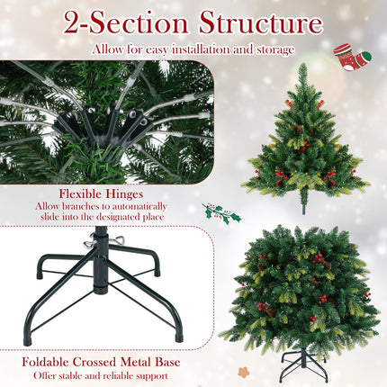 Goplus Smart Pre-Lit Artificial Christmas Tree with Remote Control & Twinkling Modes