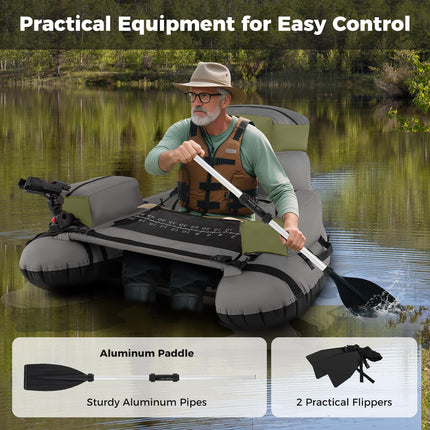 Goplus Fishing Belly Boat w/Fish Ruler Pump Storage Bag Adjustable Straps