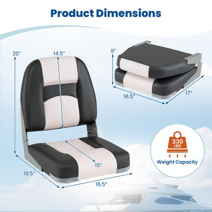 Goplus 2 Packs Folding Boat Seat with Stainless Steel Screws & Aluminum Hinges