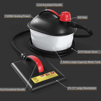 Goplus Wallpaper Steamer Chemical-Free Cleaner for Wallpaper Removal w/ 10FT Hose & Large Steam Plate - GoplusUS
