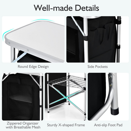 Goplus Folding Camping Kitchen Table with Storage - GoplusUS