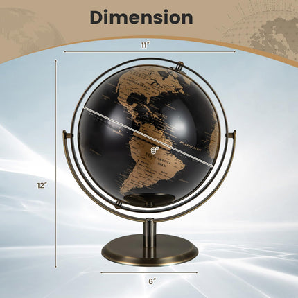 Goplus 9-Inch Metallic Black World Globe | 720° Rotating Earth Globe