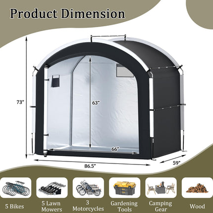 Goplus 7.2 x 4.9 FT Outdoor Bike Storage Sheds w/210D Oxford Fabric PU4000 Waterproof Cover