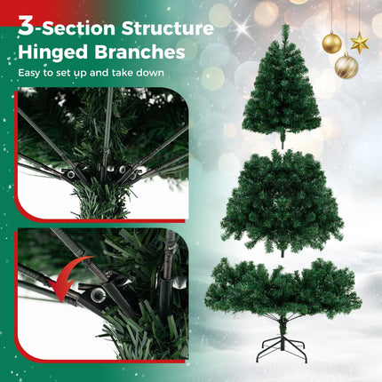 Goplus 6ft Pre-Lit Artificial Christmas Tree with 230 LED Lights | Hinged Premium Spruce Xmas Full Tree