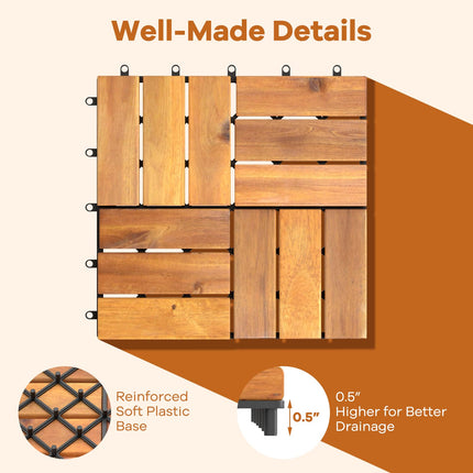 Goplus 27 PCS Interlocking Patio Deck Tile Tool-Free Installation