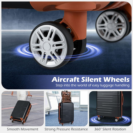 Goplus 20in/24in/28in PC+ABS Hard Shell Suitcase Set with TSA Lock | 3 Piece Luggage Set