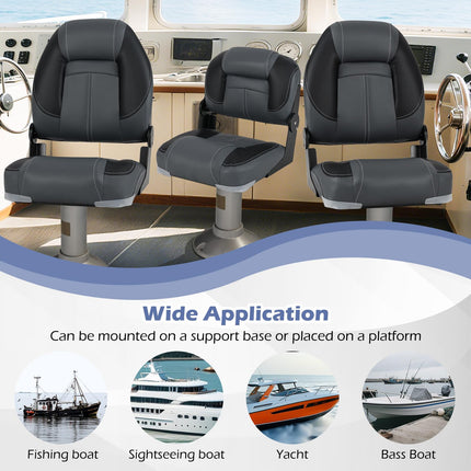 Goplus 3-Pack Folding Boat Seats | 2 High-Back & 1 Low-Back Bass Boat Chairs