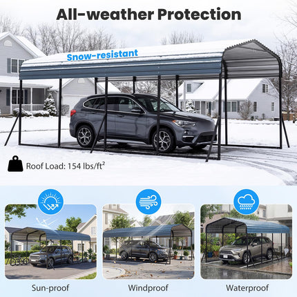 Goplus 12 x 20 FT Heavy-Duty Carport w/Leak-Proof Roof for Trucks Tractors