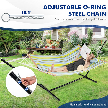 Goplus 10.5 FT Hammock, Quilted 2 Person Hammock w/Detachable Pillow, 495LBS Capacity - GoplusUS
