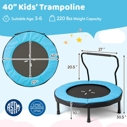 Goplus 40" Indoor/Outdoor Fitness Trampoline with Foam Handlebar & Safety Pad