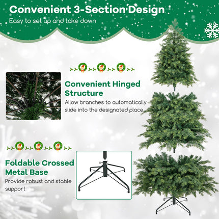 Goplus 7.5ft Pre-Lit Artificial Christmas Tree with 400 Multicolored & Warm White LED Lights, 11 Modes, Remote Control, 1019 PVC & PE Tips