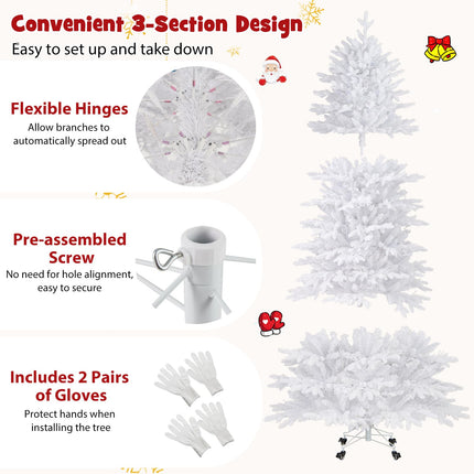 Goplus 7 FT Pre-Lit Artificial Christmas Tree with Wheels & Warm White LED Lights