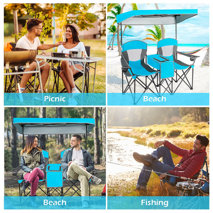 Goplus Double Camping Seat w/Shade Canopy - GoplusUS