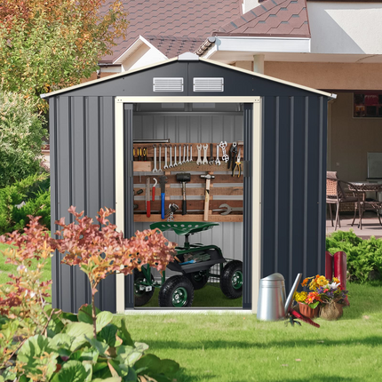 Goplus Storage Shed, Metal 11' X 10' Outdoor Building Organizer - GoplusUS