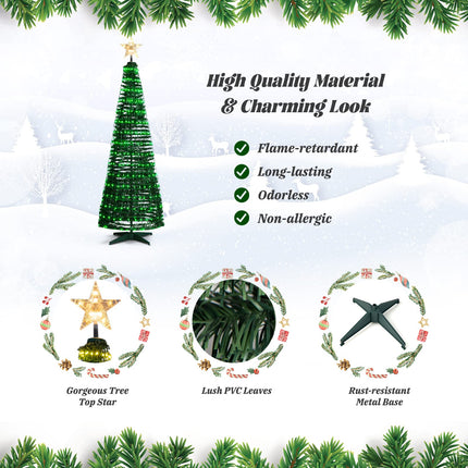 Goplus 6 FT Pop Up Christmas Tree, Pre-Lit Collapsible Xmas Tree with 282 RGB LED Lights