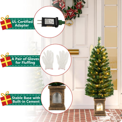 Goplus 4ft Pre-Lit Christmas Tree for Entrances