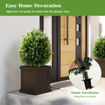 Goplus 24 Inches Artificial Cypress Topiary Ball Tree Set of 2 with Ground Spike