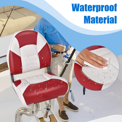 Goplus Low Back Boat Seat, Folding Fishing Seat with Thickened High-density Sponge Padding - GoplusUS