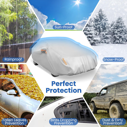 Car Cover for Automobiles 193 Inch Rain Sun UV Protection Universal Fit Sedan Chevrolet Ford Nissan