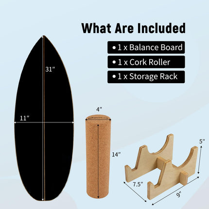 Goplus Balance Board Trainer with Cork Roller and Storage Rack for Adults