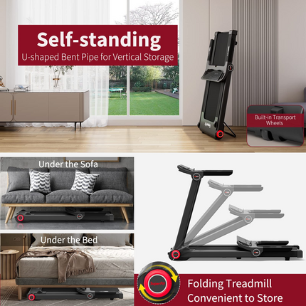 Goplus 3.75HP Folding Treadmill, Freestanding Superfit Treadmill with APP, 12 Preset Programs - GoplusUS
