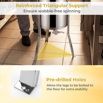 Goplus 3 Frame Manual Honey Extractor with Bottom Gravity Flow Gate & Clear Lid