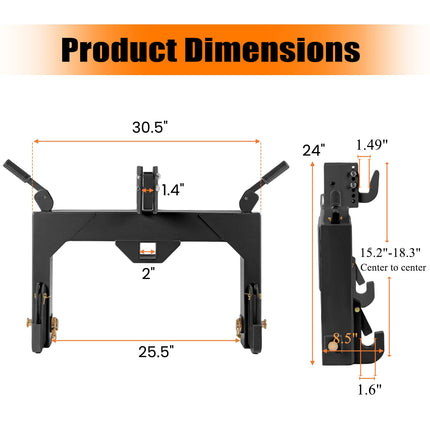 Goplus 3-Point Quick Hitch 3000 LBS Towing Force w/5 Level Adjustable Bolt