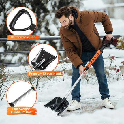 Goplus 42" Ice Scraper for Car Windshield | 4 in 1 Extendable Snow Shovel
