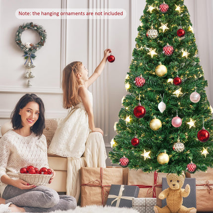 Goplus 7ft Fiber Optic Artificial Christmas Tree with 40 Star LED Lights and 8 Lighting Modes
