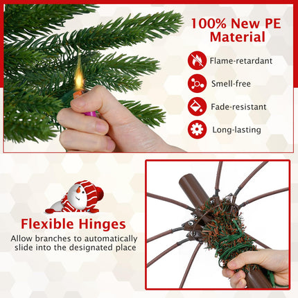 Goplus 6.4 FT Pre-Lit Artificial Christmas Tree with 360° Rotatable Base