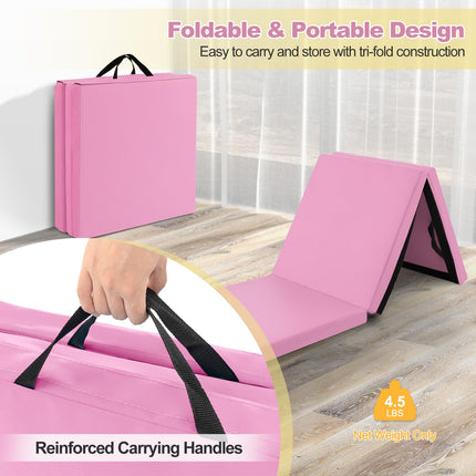 Goplus Folding Gymnastics Mat, 6?ˉ x 2?ˉ x 2?ˉ?ˉ Thick Tri-Fold Exercise Tumbling Mat w/Carrying Handles