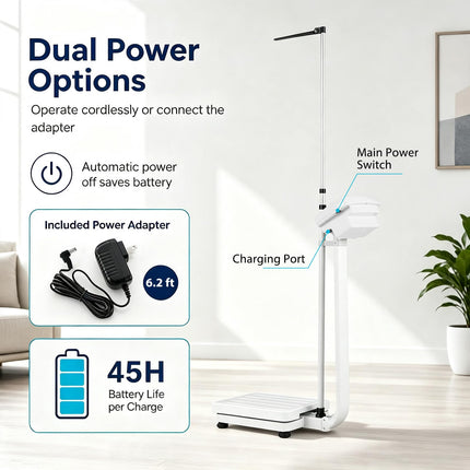 Goplus Height and Weight Scale with Height Rod | Digital Physician Scale with 400 lbs Capacity