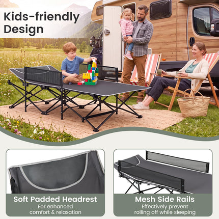 Goplus Foldable Kids Camping Cot | Portable Trave Cot Bed with Guardrail for Outdoor Indoo