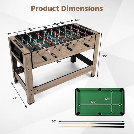 Goplus 48” Combo Game Table with Foosball & Pool for Home Game Room Party