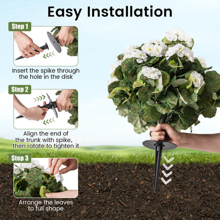 Goplus 22.5” Artificial Begonia Ball Trees Set of 2 with Ground Spikes & 22 Flowers