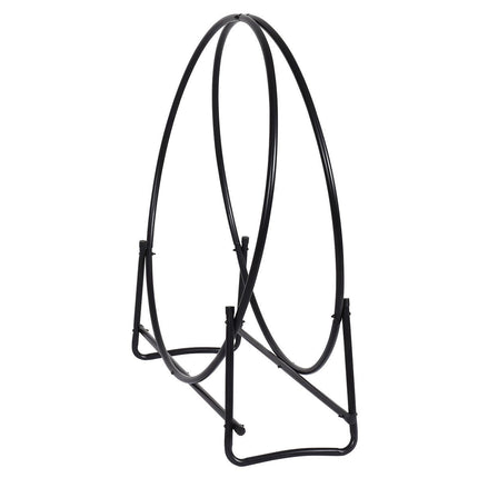 41 Inch Firewood Log Hoop, Tubular Steel Log Holder, Heavy Duty Wood Storage Rack for Outdoor & Indoor, Fireplace Pit - GoplusUS