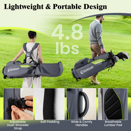 Goplus Lightweight Golf Club Bag with 8-Way Top Dividers Rain Hood 5 Pockets