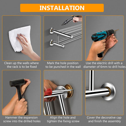 Goplus 24'' Towel Rack, Stainless Steel Metal Bathroom Towel Bar