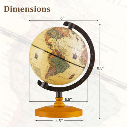 Goplus 5.5-Inch Mini Vintage Rotating Globe w/Curved Alloy Stem
