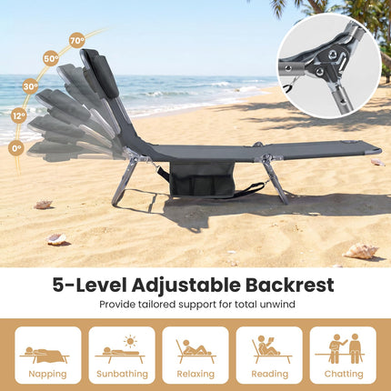 Goplus Tanning Chair Portable Lightweight 10.5LBS Beach Lounger(1/2)