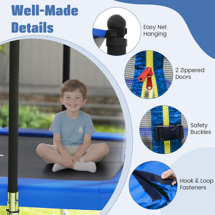 Goplus 10 x 8 FT Heavy-Duty Toddler Trampoline with Basketball Hoop Soccer Goal Non-Slip Ladder