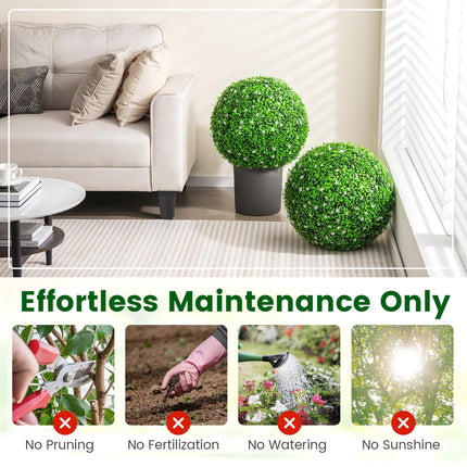 Goplus 2 PCS 19.5 Inch Artificial Plant Topiary Ball, Round Holly Faux Boxwood Balls