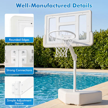 Goplus Pool Basketball Hoop w/Adjustable Height & 39IN Shatterproof Backboard