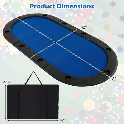 Goplus 84"x42" Foldable Poker Table Top 10 Players w/Cup Holders
