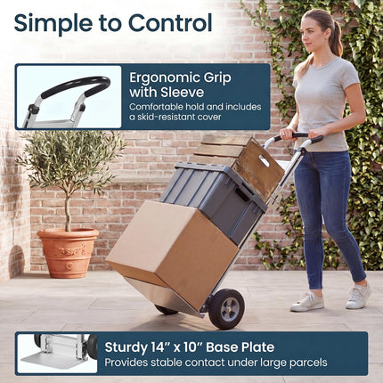 Goplus Heavy-Duty Folding Hand Truck | 600 LBS Aluminum Dolly Cart