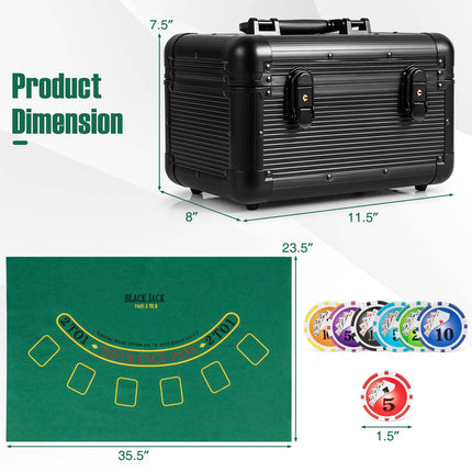 Goplus Poker Chip Set, Casino Poker Chips with 600 PCS Chips, 6 Decks Cards, Dealer Button