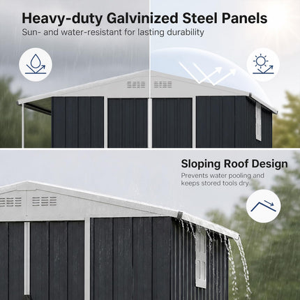 Goplus Outdoor Storage Shed w/Lockable Sliding Door & Open Firewood Bay